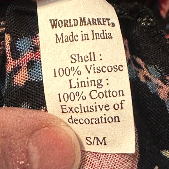 World‎ Market Floral Midi Dress Black Red Pink S/M Viscose Blend Bohemian - Picture 4 of 14